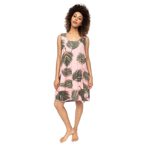 Cyberjammies Salmon Pink Leaf Printed Jersey Bus Swing Nightdress